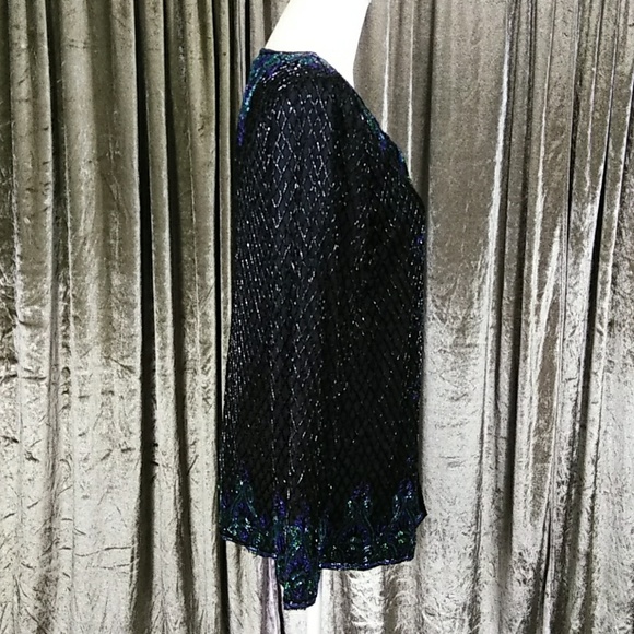 Vintage Scala Silk Beaded Formal Jacket Top - Picture 7 of 8